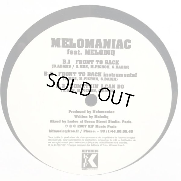 画像5:  MELOMANIAC presents EL DA SENSEI / MELODIQ - TOUCH / FRONT TO BACK  12" E.P.