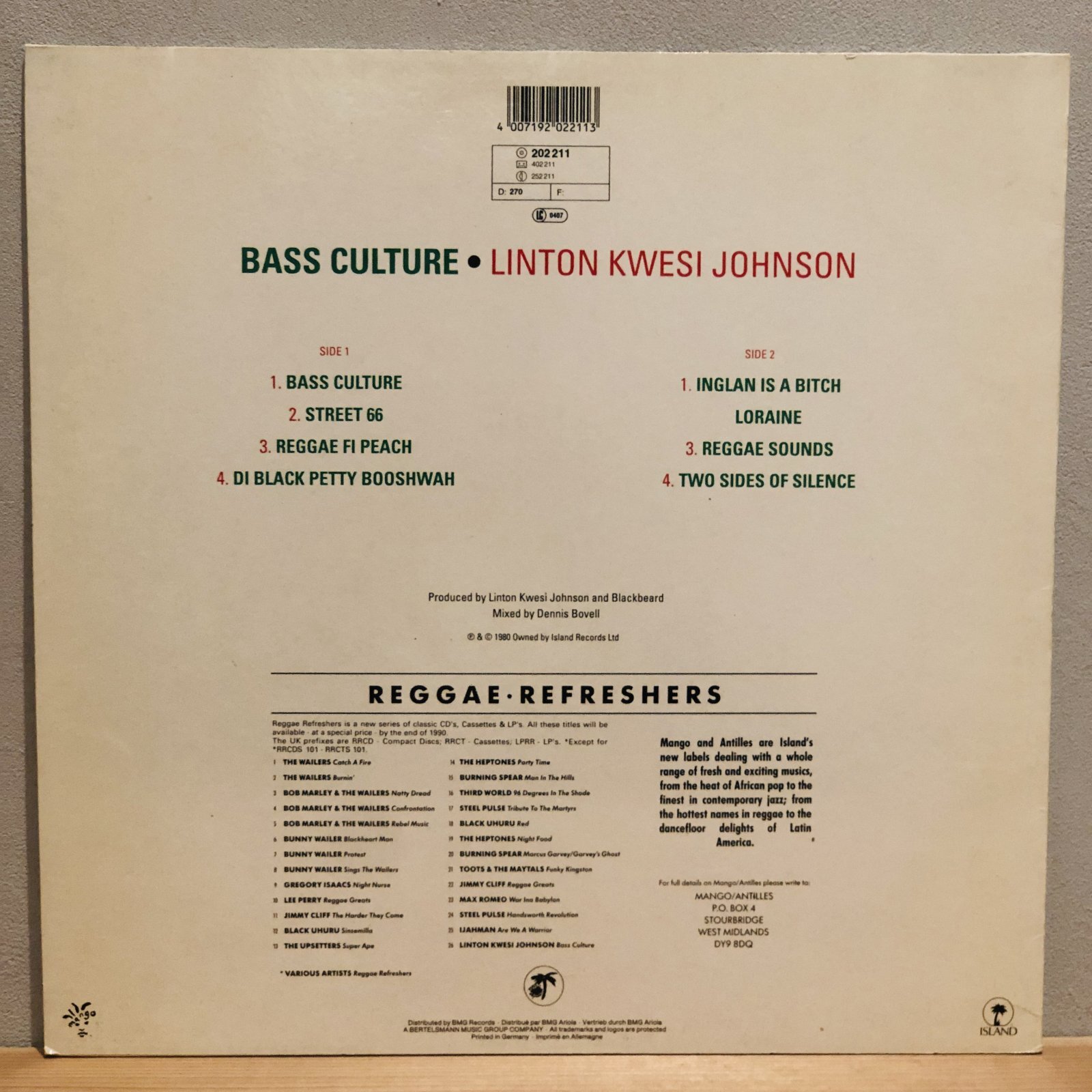 画像2: LINTON KWESI JOHNSON / BASS CULTURE